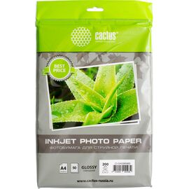  Фотобумага Cactus CS-GA420050 A4/200г/м2/50л/белый глянцевое для струйной печати 
