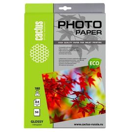  Фотобумага Cactus CS-GA418050 A4/180г/м2/50л/белый глянцевое для струйной печати 
