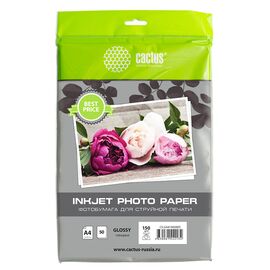  Фотобумага Cactus CS-GA415050ED A4/150г/м2/50л/белый глянцевое для струйной печати 