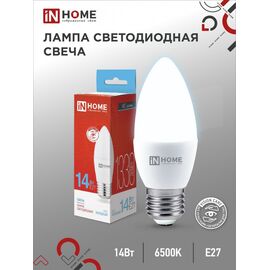  Лампа светодиодная IN HOME СВЕЧА-VC 14Вт 230В E27 6500K 1330Лм (10/100) 