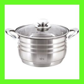  Кастрюля LARA LR02-583 (нерж) серия sonata 24x14,5см <6.5л> капс. индукц. дно, комбо-полировка, крыш 