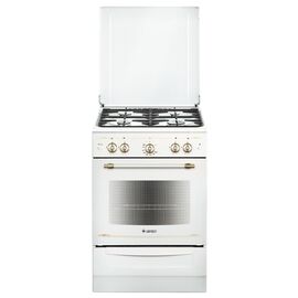  Плита Газовая Gefest ПГ 6100-02 0185 белый/золотистый, 85x60x60см, духовка 52л, 4 конфорки, реш.чугун 