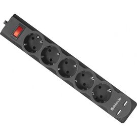  Сетевой фильтр DEFENDER DFS 751 1,8 м, 5 розеток, 2xUSB, 2.1A (99751) 