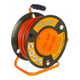  Удлинитель силовой GLANZEN EB-50-008 на катушке 4 гнезда ПВС 2x2,5 00-00000525 