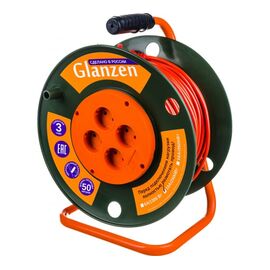  Удлинитель силовой GLANZEN EB-50-003 на катушке 4 гнезда ПВС 2x1 00012290 