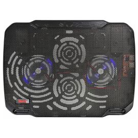  Подставка для ноутбука до 15,6" Buro BU-LCP156-B208 Black, 2 вентилятора: 80 мм, поток: 78.35 CFM, уровень шума: 23 dB(A), 2 х USB-разъёма, LED подсветка, регулировка наклона, материал: металл, пластик 