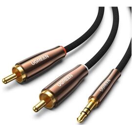  Кабель UGREEN AV170 80845 3.5mm Male to 2*RCA Copper Case Braided Aux Cable 1m Black/Dark Copper 