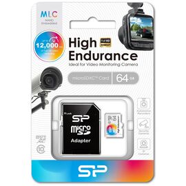  Карта памяти Silicon Power SP064GBSTXIU3V10SP microSD 64GB High Endurance microSDXC Class 10 UHS-I U3 (SD адаптер), MLC 
