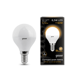  Лампочка Gauss 105101107 Шар E14 6.5W 