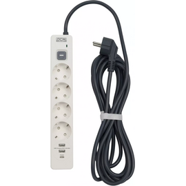  Сетевой фильтр Powercom SP-01 USB2A1CW 3,0М 3.0м (4 розетки) белый/серый 