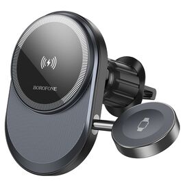  Автомобильный держатель BOROFONE BH219 Fine, магнитный с беспроводной зарядкой, 15W, на воздуховод, черный 