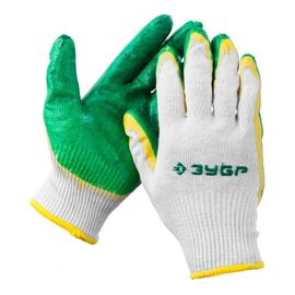  Перчатки трикотажные ЗУБР Мастер 11459-S-M, х/б, двойная обливная ладонь из латекса 