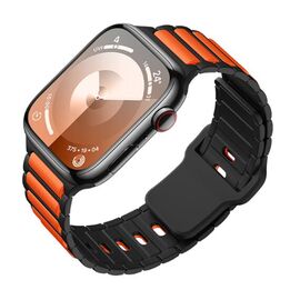  Ремешок HOCO WA31 Flexible для умных часов APPLE Watch 38/40/41mm двухцветный силикон чёрный, оранжевая вставка 
