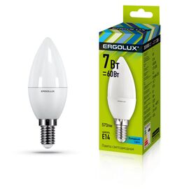  Лампочка светодиодная Ergolux LED-C35-7W-E14-4K 