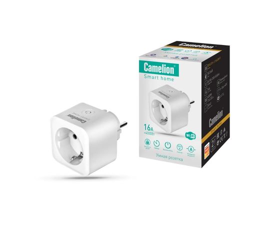 Умная розетка CAMELION Smart Home BNS/SH-1/16A/WIFI (одинарная 16A 3680В, WIFI+Счетчик+Контроль) 