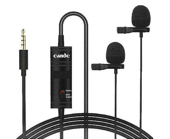  Микрофон CANDC DC-C2, петличный, Jack 3.5mm, черный, двойной всенаправленный 