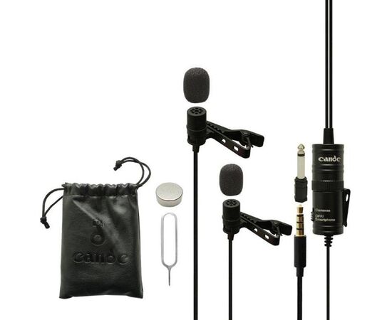  Микрофон CANDC DC-C2, петличный, Jack 3.5mm, черный, двойной всенаправленный 