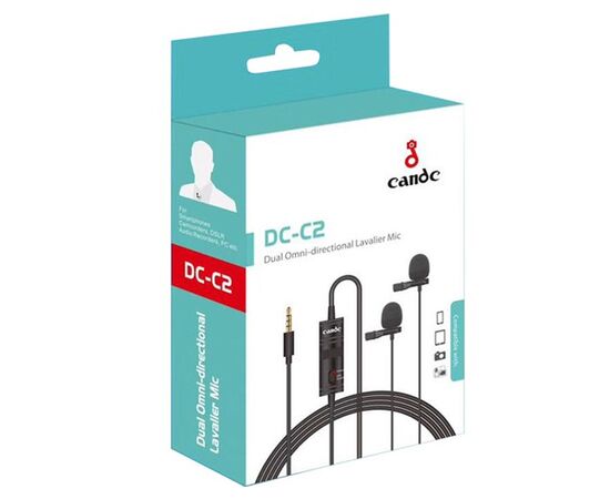  Микрофон CANDC DC-C2, петличный, Jack 3.5mm, черный, двойной всенаправленный 