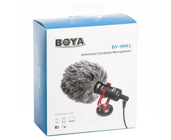  Микрофон BOYA BY-MM1, универсальный кардиоидный, Jack 3.5mm, черный, TRS/TRRS connector 