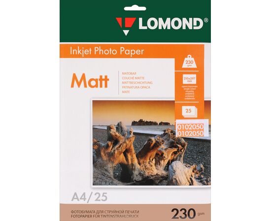  Фотобумага Lomond 0102050 A4/230г/м2/25л./белый матовое для струйной печати 