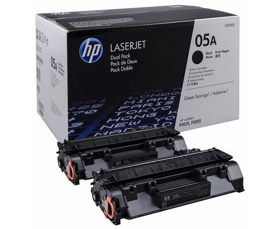  Картридж лазерный HP CE505D черный x2упак. (2300стр.) для HP LJ P2055/P2035/P2050 