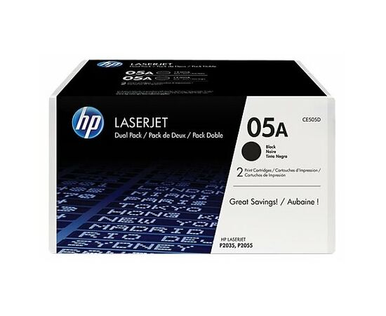  Картридж лазерный HP CE505D черный x2упак. (2300стр.) для HP LJ P2055/P2035/P2050 