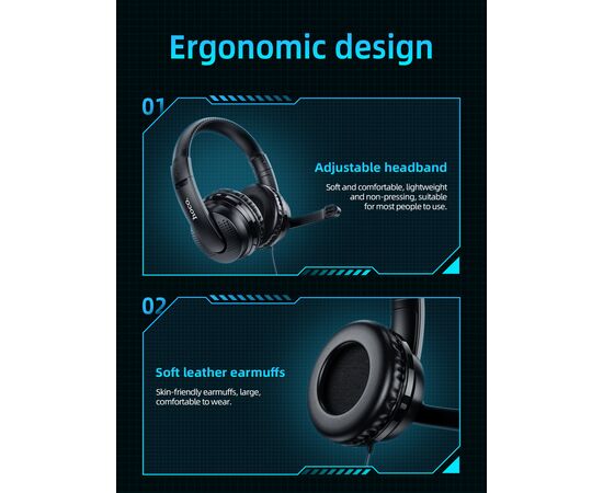  Наушники полноразмерные HOCO W103 Magic tour gaming (чёрный) 