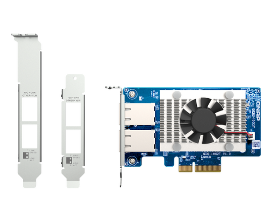  Сетевая карта QNAP QXG-10G2T Dual-port BASET 10GbE network expansion card; low-profile form factor; PCIe Gen3 x4 