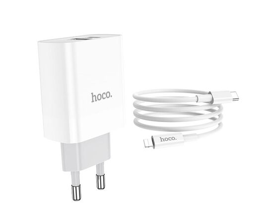  СЗУ HOCO C80A Rapido PD20W, QC3.0, Type-C + lightning (белый) 