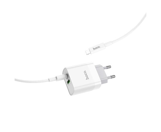  СЗУ HOCO C80A Rapido PD20W, QC3.0, Type-C + lightning (белый) 