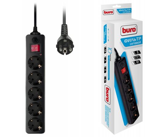  Сетевой фильтр Buro 500SH-5-B 5м (5 розеток) черный 
