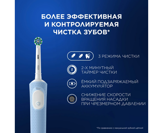  Электрическая зубная щетка Oral-B Vitality Pro 80821814 насадки 2шт, голубой 