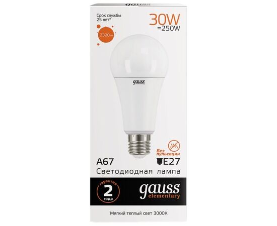  Лампочка Gauss 73219 Elementary A67 30W 