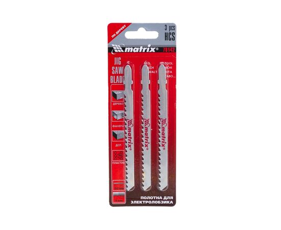  Полотна Matrix 78142 для электролобзика по дереву, 3шт, 90х4мм, HCS, EU- хвостовик 