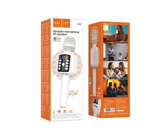  Микрофон HOCO L24 Shine karaoke microphone White 