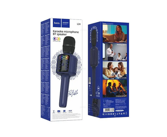  Микрофон HOCO L24 Shine karaoke microphone Blue 