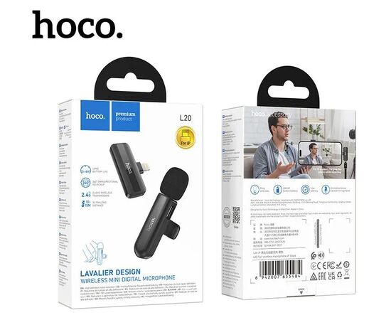  Микрофон HOCO L20 Fair wireless microphone iP (черный) 