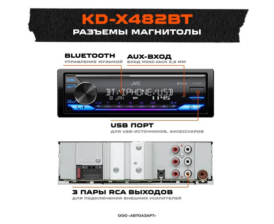  Автомагнитола JVC KD-X482BT 1Din 4x50Вт 